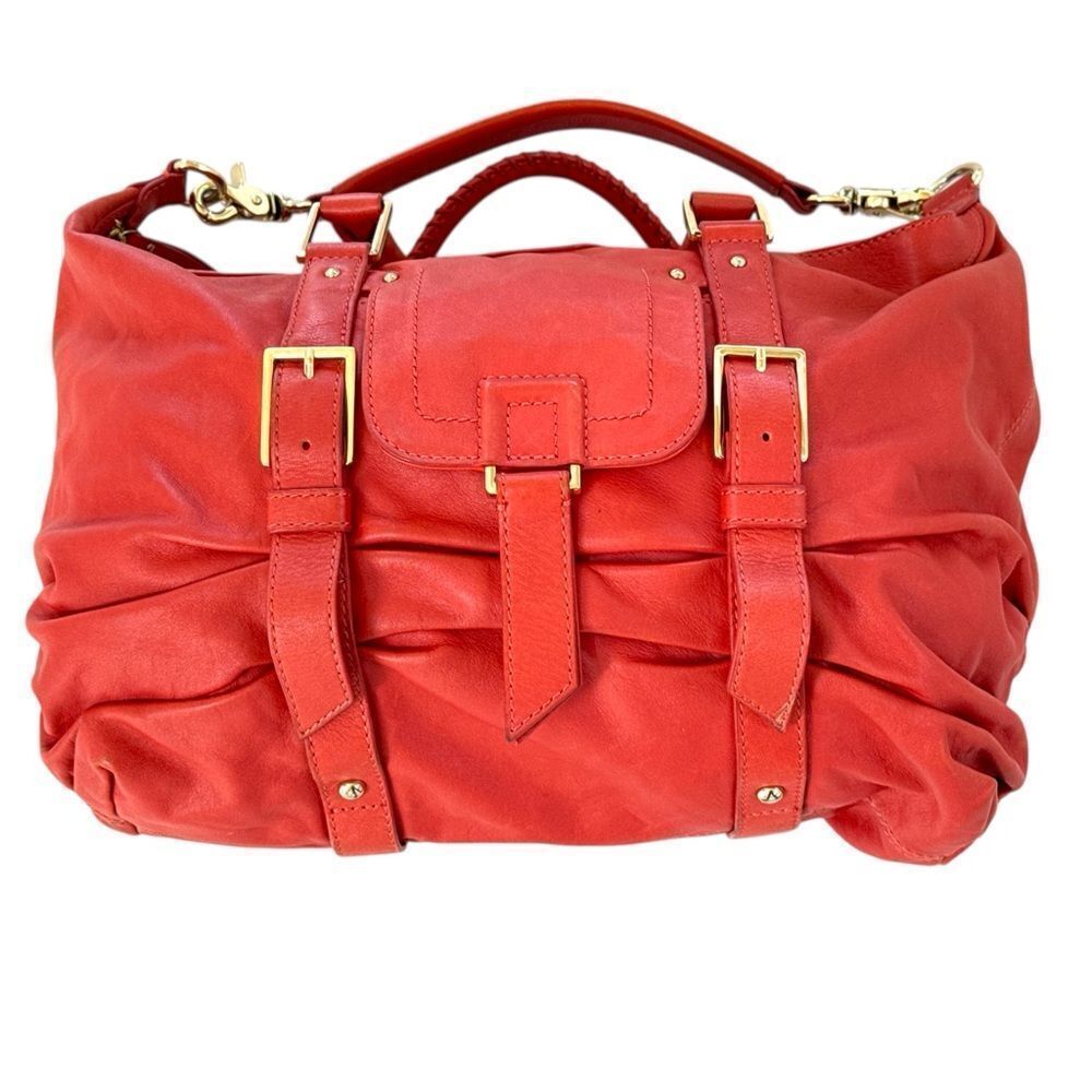 Botkier  Coral leather handbag satchel large shoulder/hand straps stunning mint